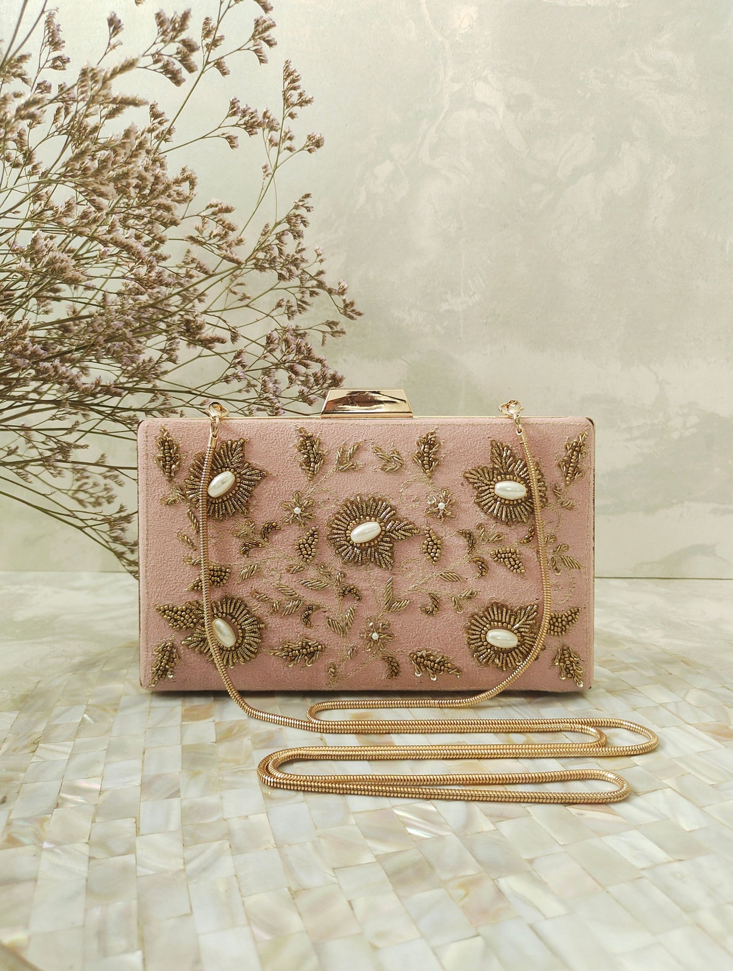 Suede box clutch collection