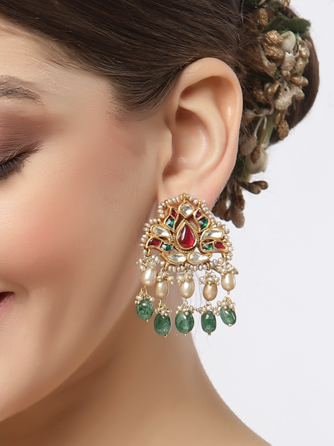 Earring Silver Kundan