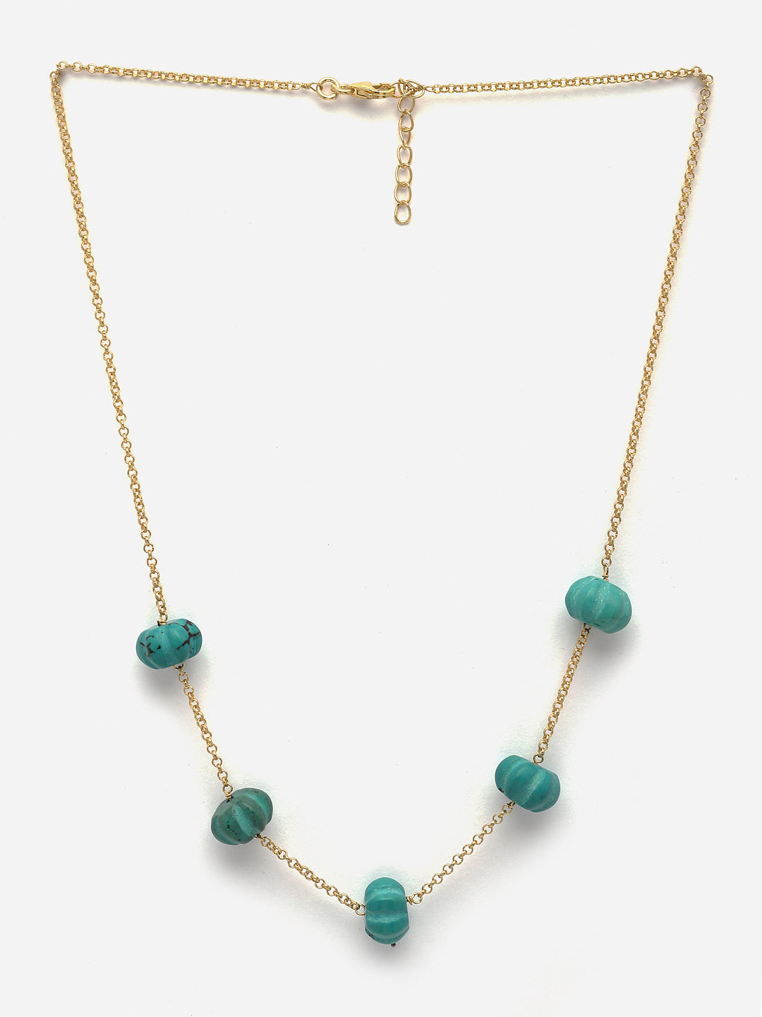 Necklace Silver Chain Turquoise Carved