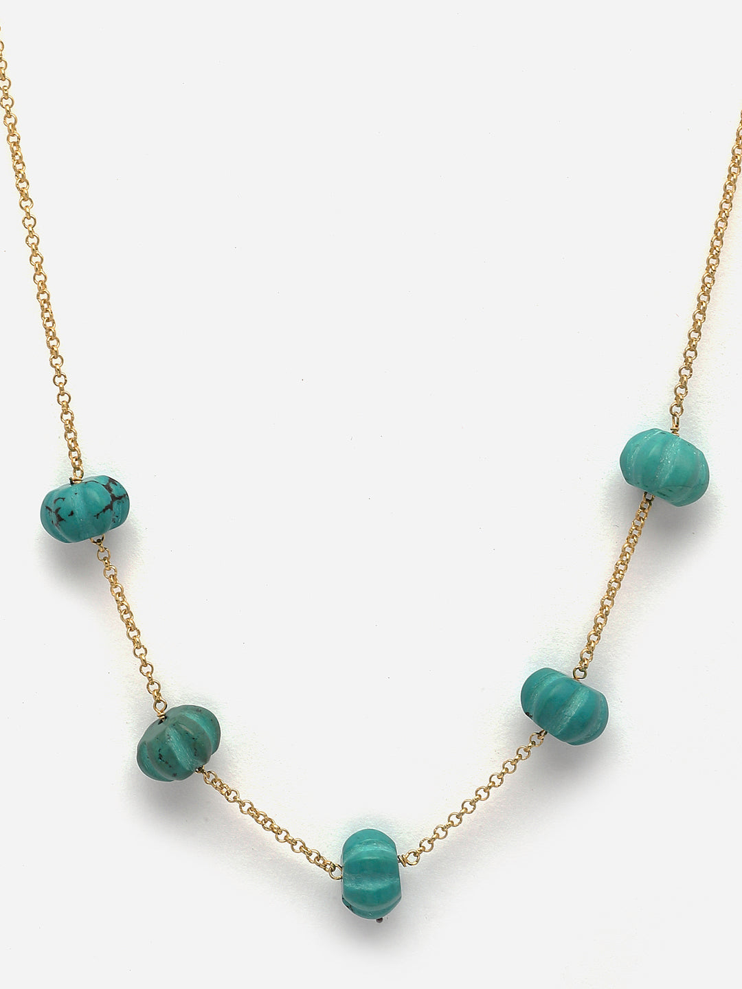 Necklace Silver Chain Turquoise Carved