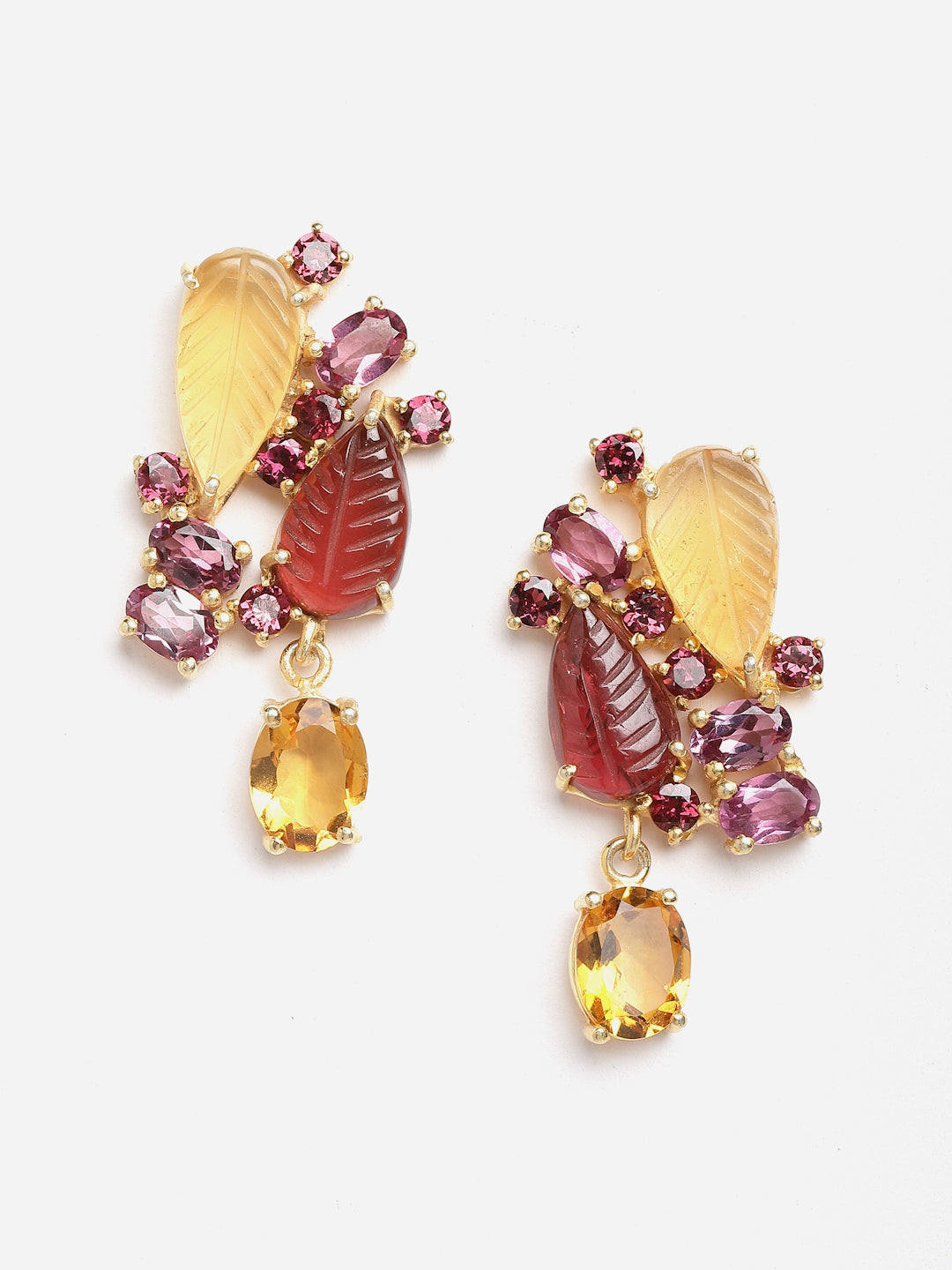 Earring Silver Carved Gemstone