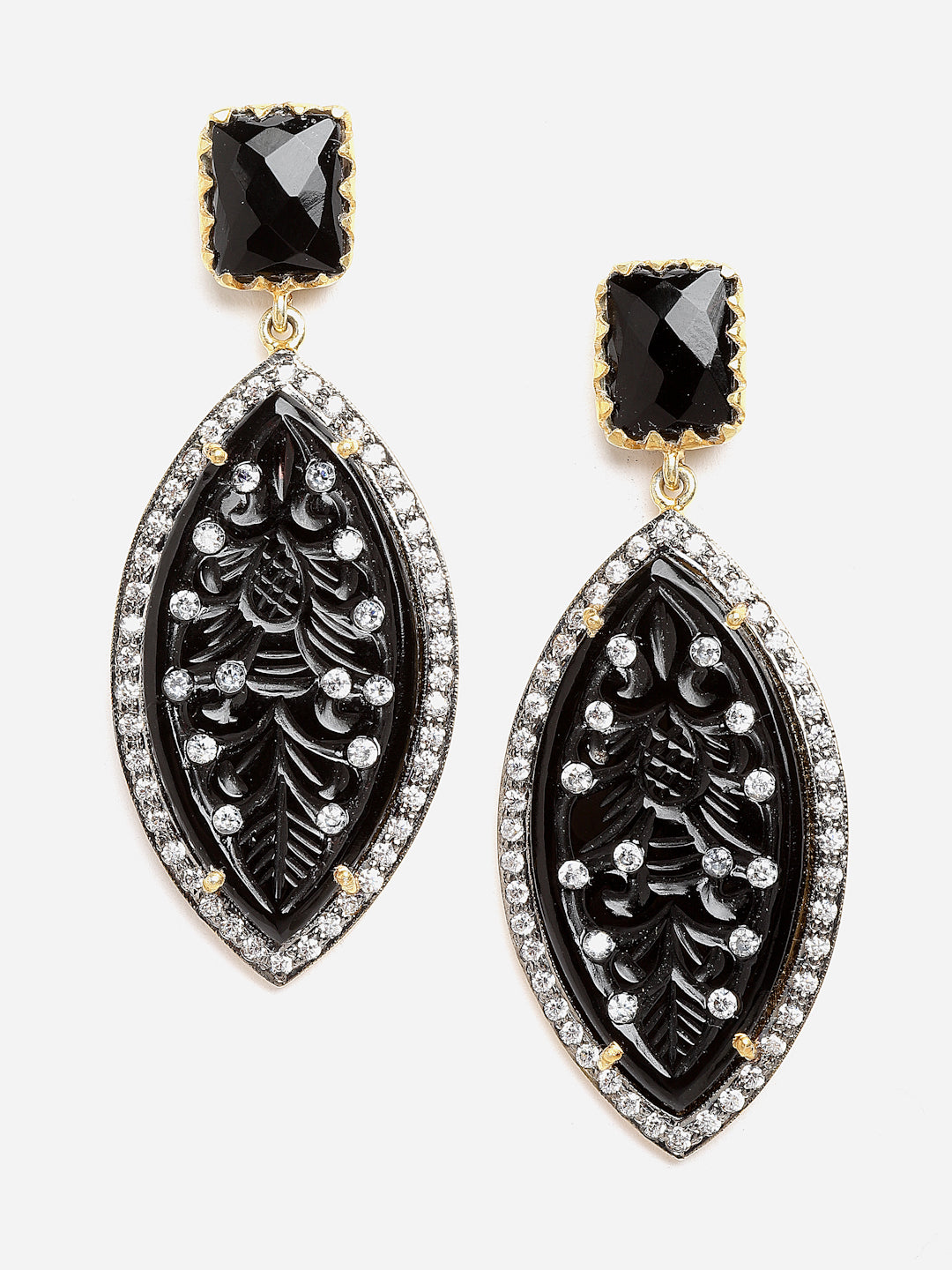 Earring Silver Carved Gemstone