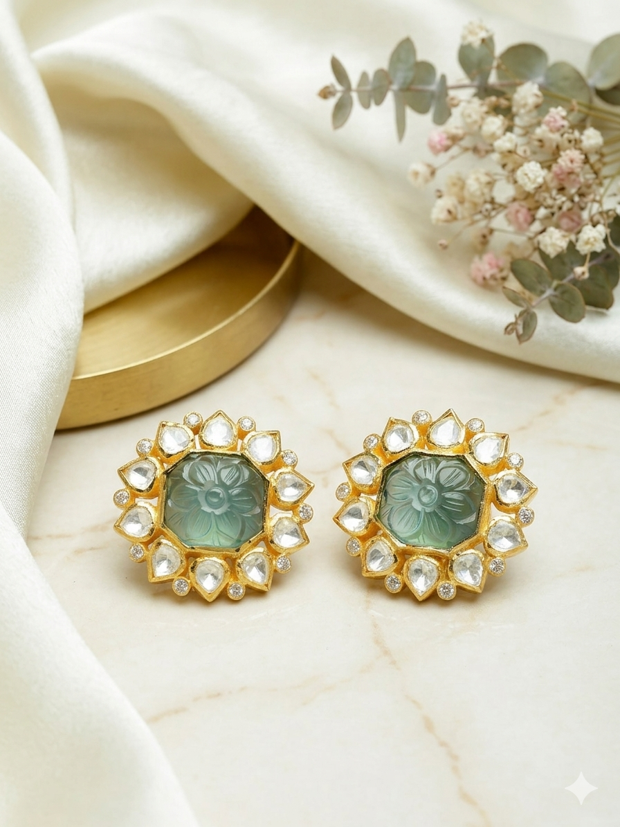 Earring Silver Kundan