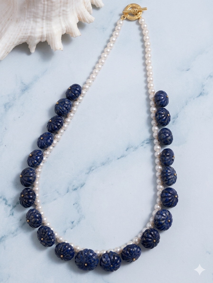 Necklace Pearl Carved Aventurine