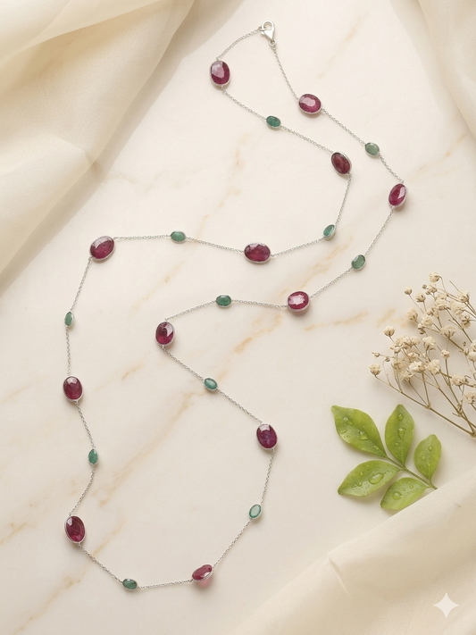 Necklace Silver Chain Semi Precious