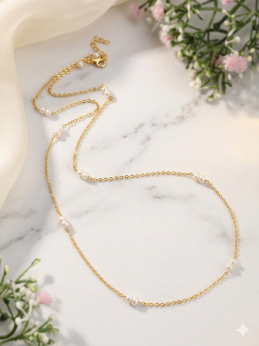 Necklace Pearl Silver Chain