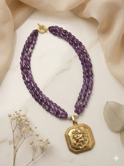 Necklace Silver Pendant Semi Precious