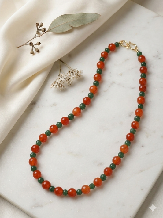 Necklace Carnelian Green Onyx