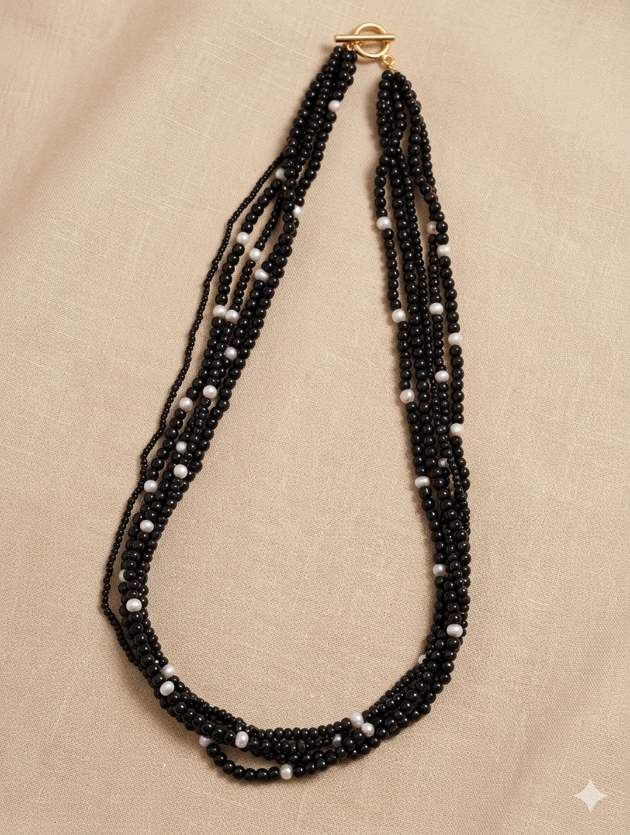 Necklace Beaded Semi Precious Pearl