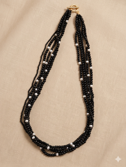 Necklace Beaded Semi Precious Pearl