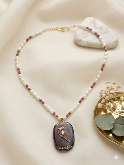 Necklace Pearl Ruby Zoisite