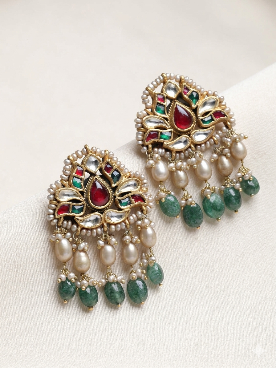 Earring Silver Kundan