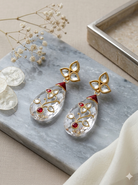 Earring Silver Crystal Kundan