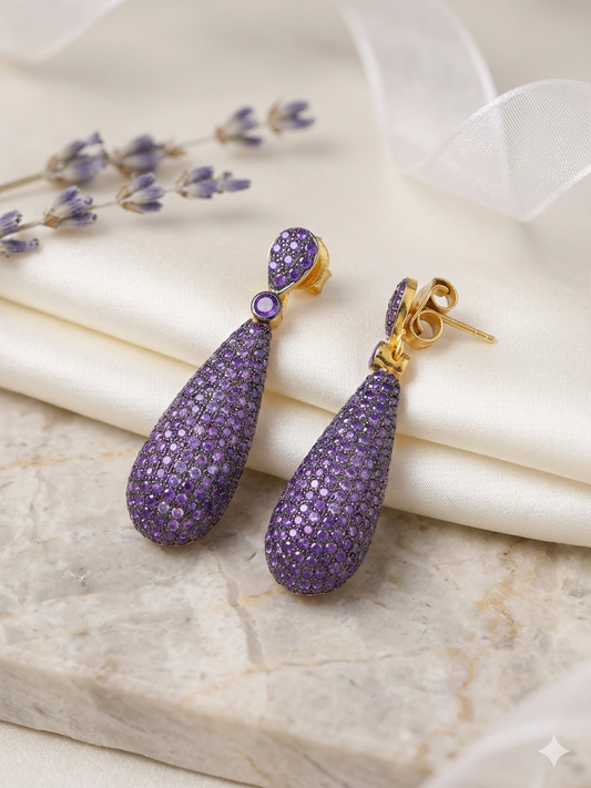 Earring Silver Cubic Zirconia Pave