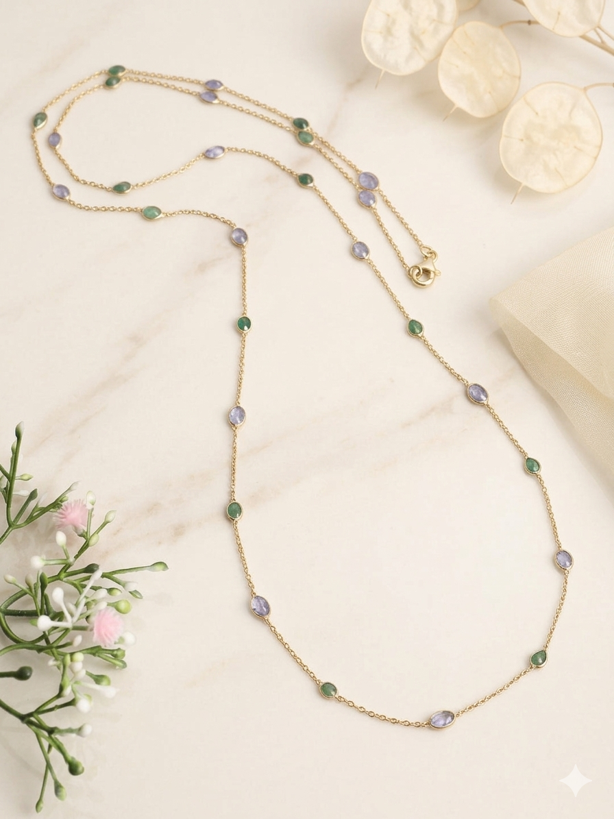 Necklace Silver Chain Semi Precious