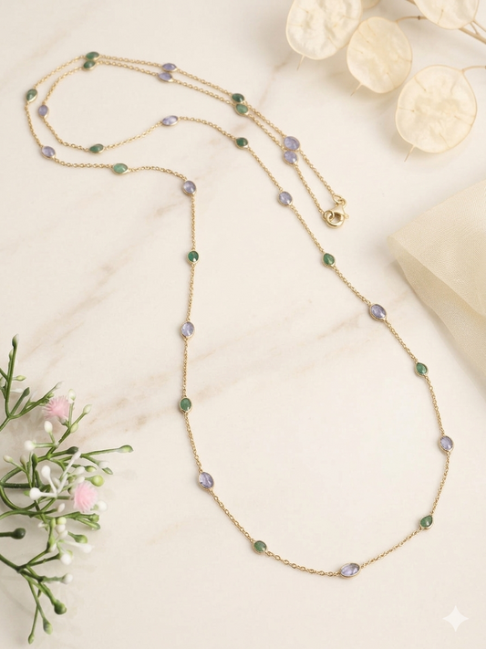 Necklace Silver Chain Semi Precious