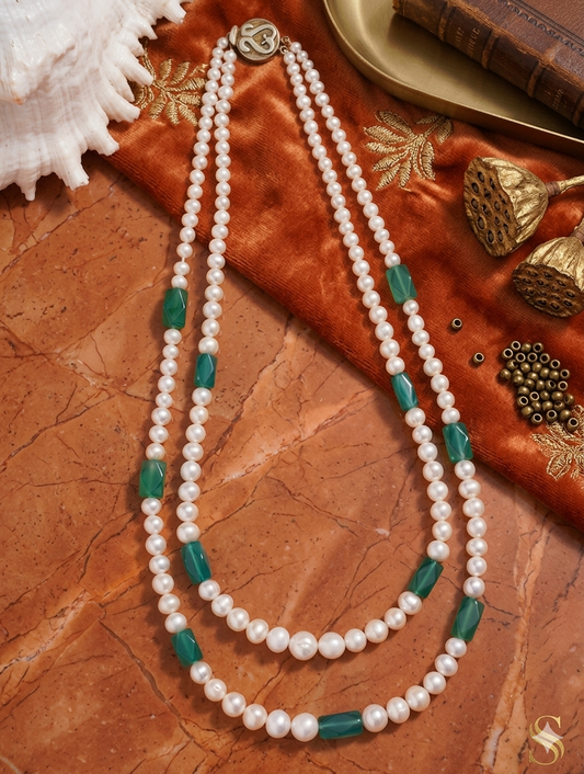 Necklace Pearl Green Onyx