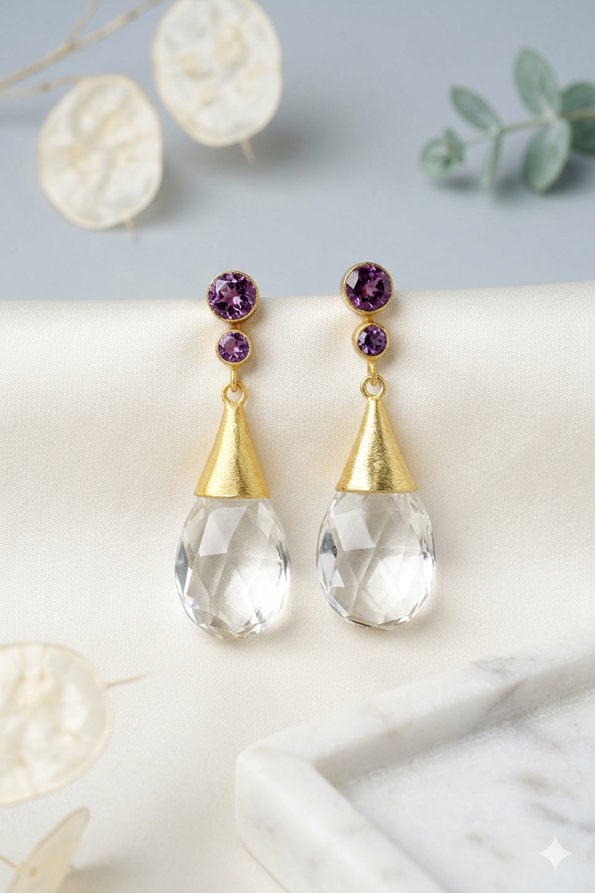 Earring Silver Crystal