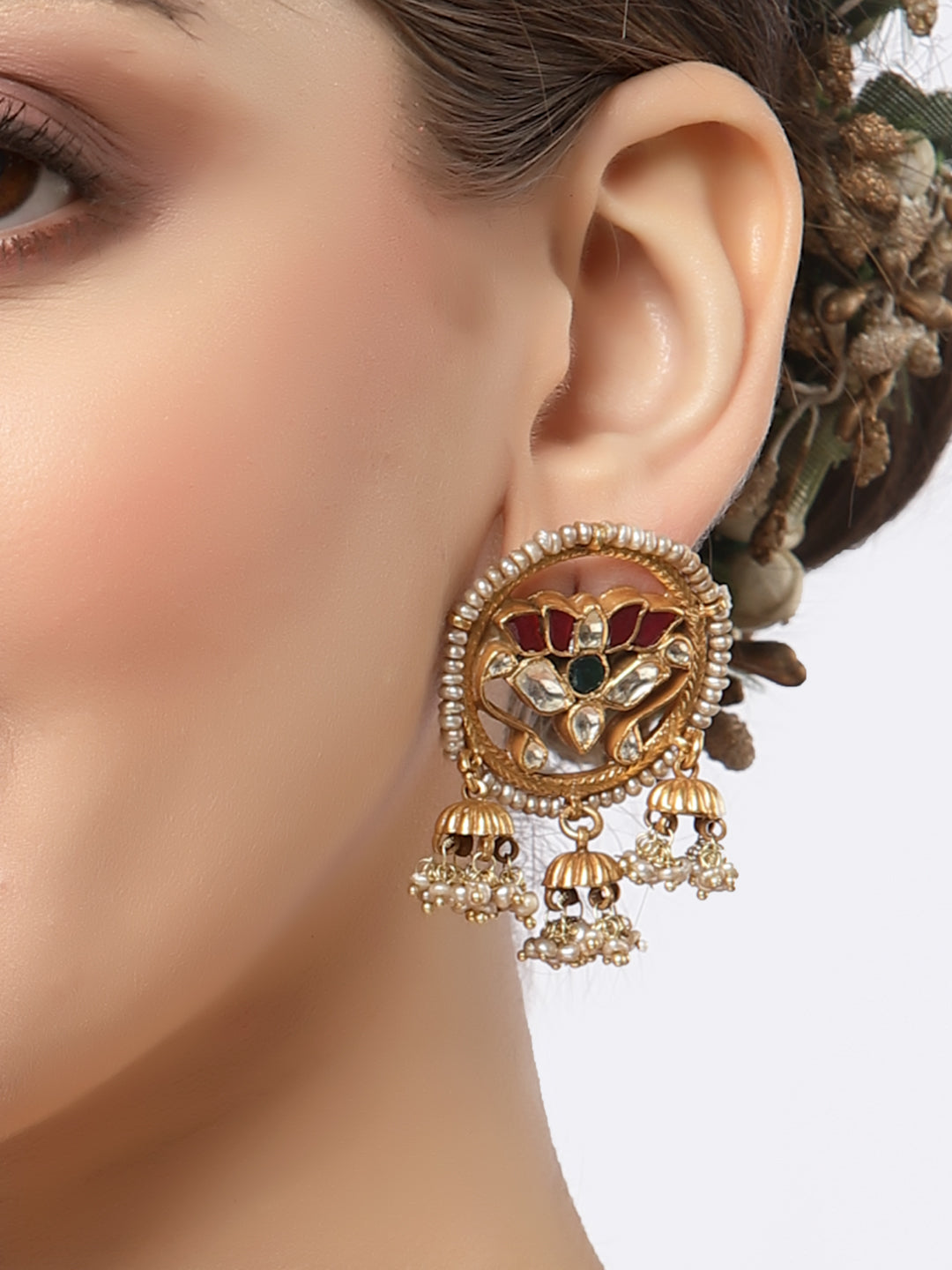 Earring Silver Kundan