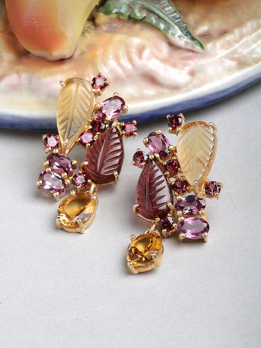 Earring Silver Carved Gemstone