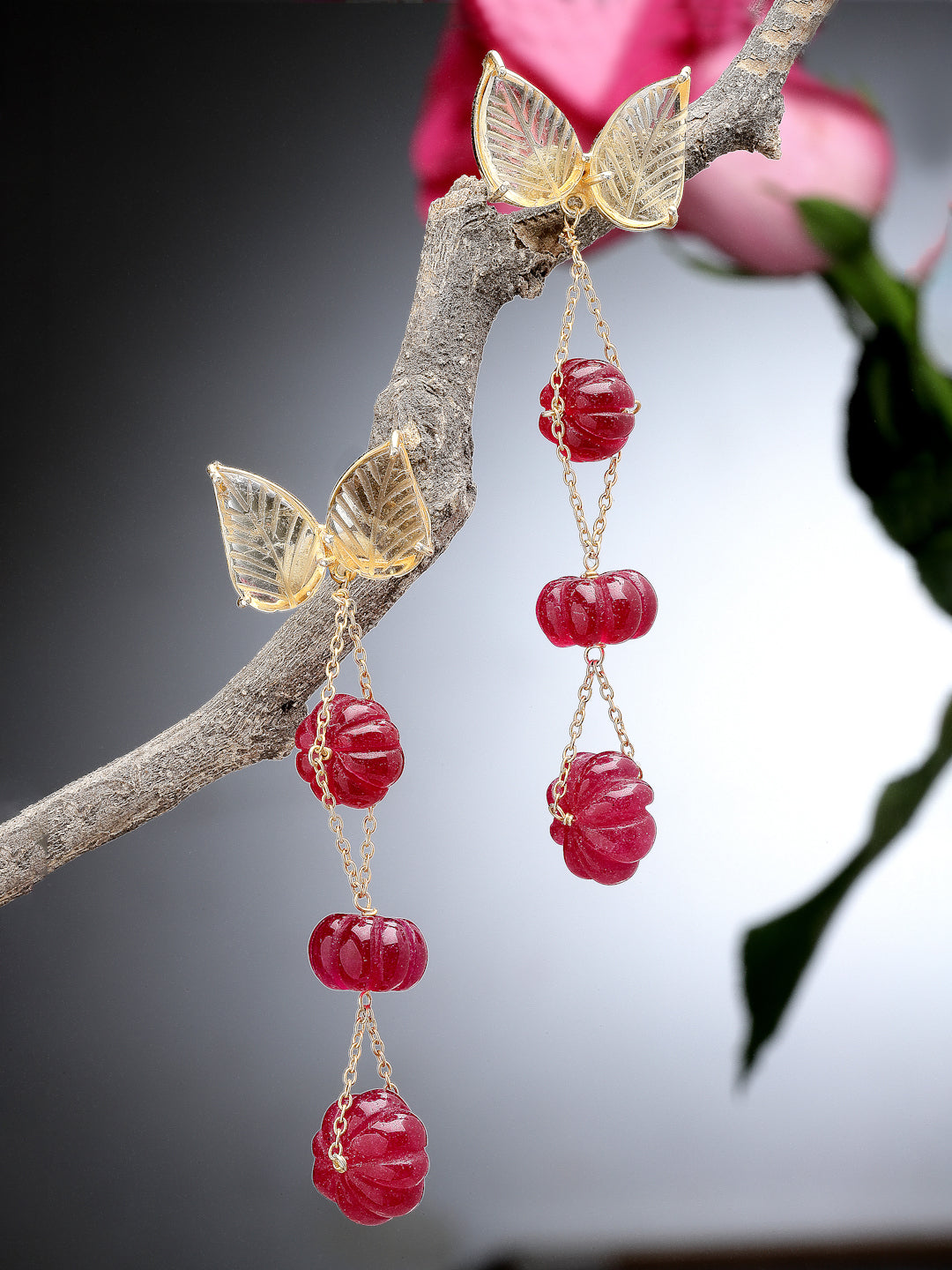 Earring Silver Carved Gemstone