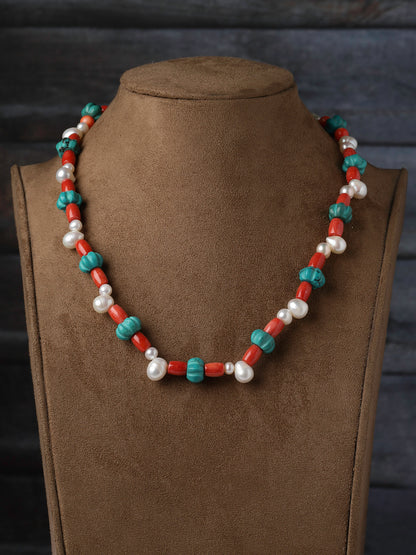 Necklace Pearl Turquoise Coral