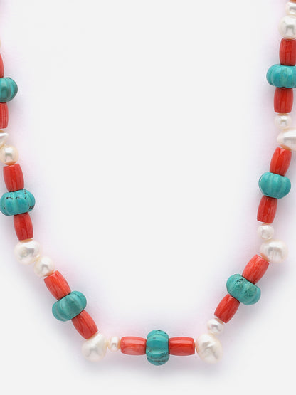 Necklace Pearl Turquoise Coral