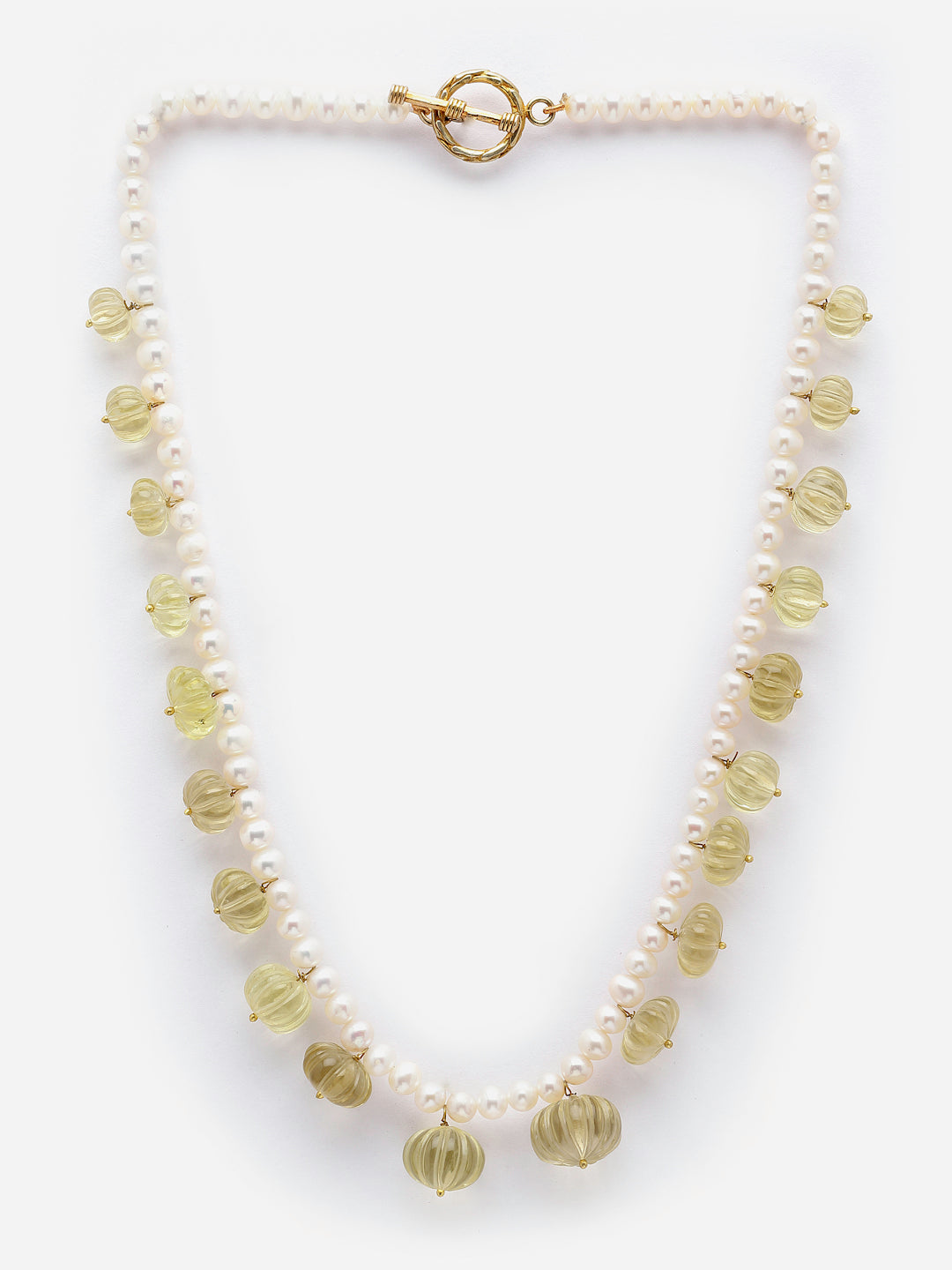 Necklace Pearl Carved Semi Precious