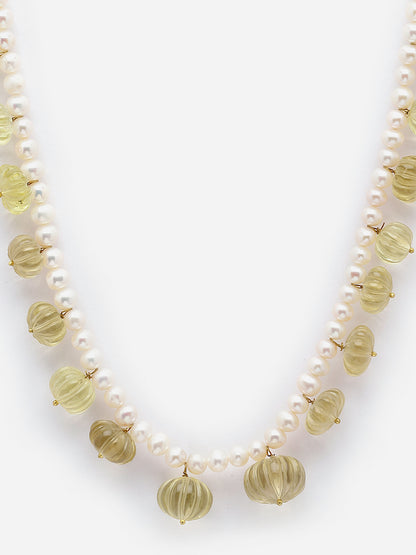 Necklace Pearl Carved Semi Precious