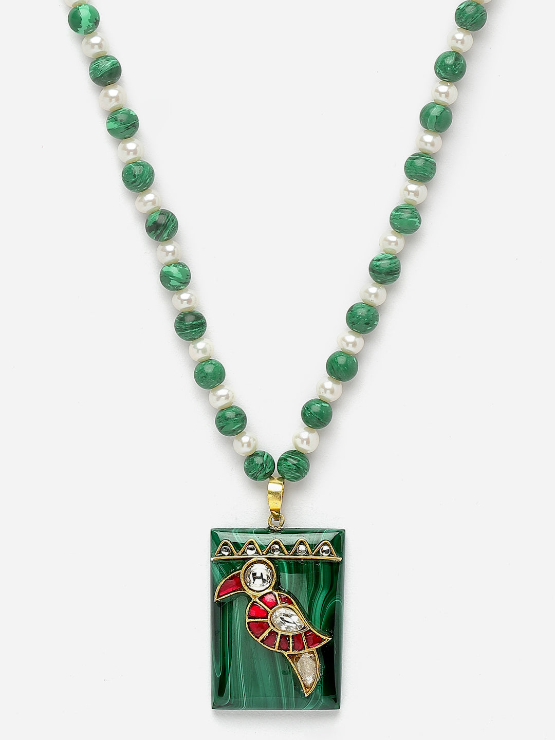 Necklace Pearl Malachite Pendant