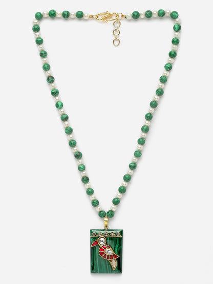 Necklace Pearl Malachite Pendant