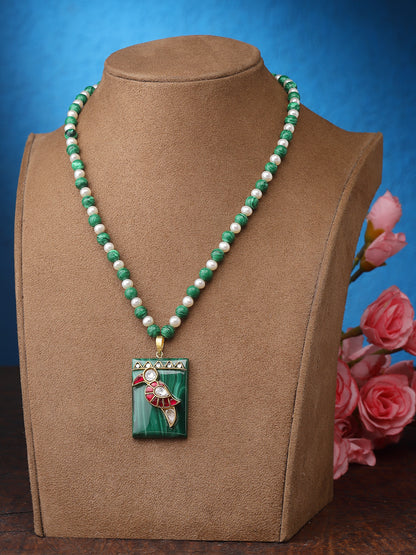 Necklace Pearl Malachite Pendant