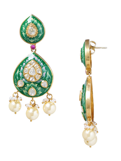 Earring Silver Kundan Minakari