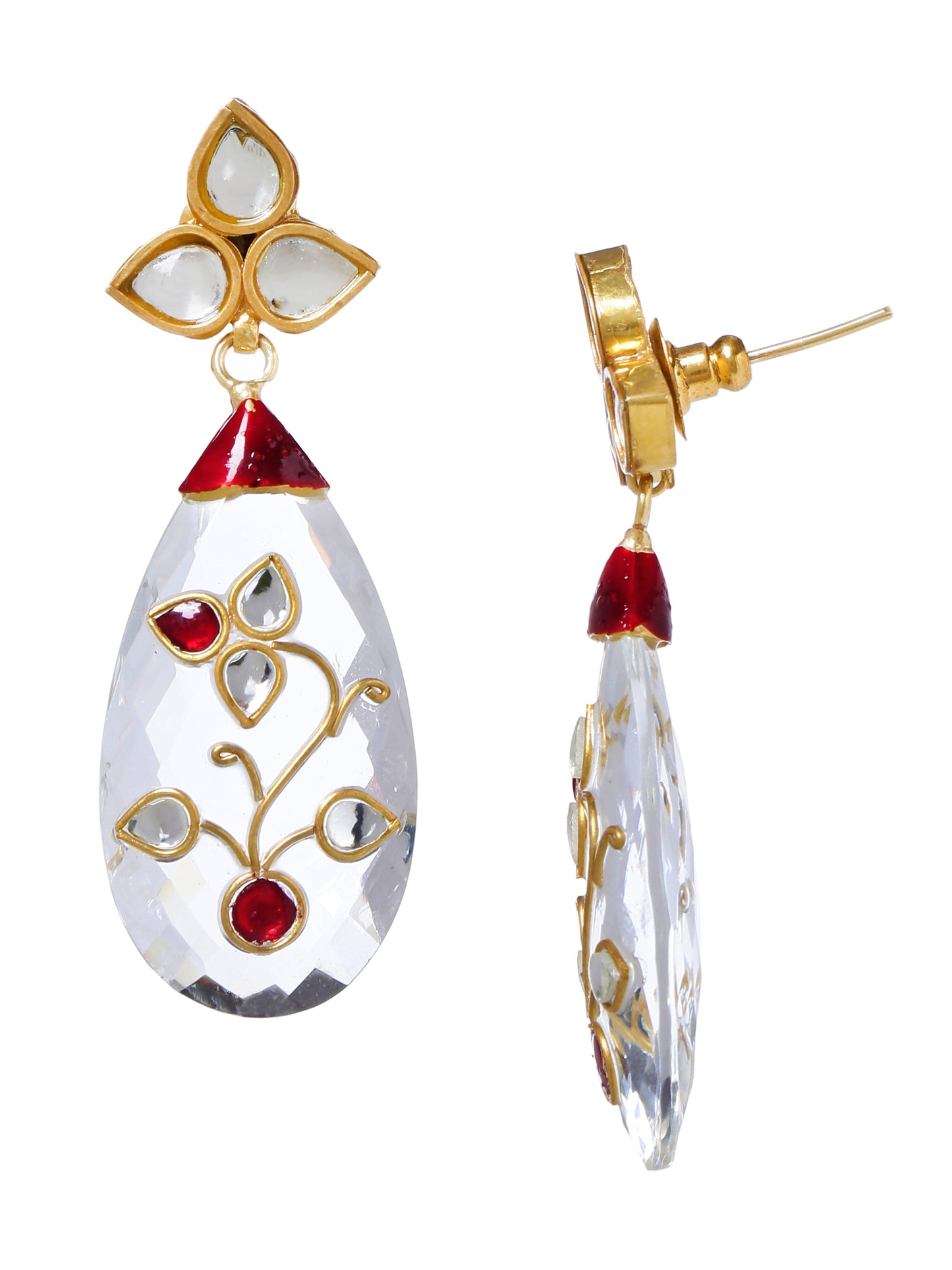 Earring Silver Crystal Kundan