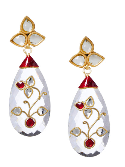 Earring Silver Crystal Kundan