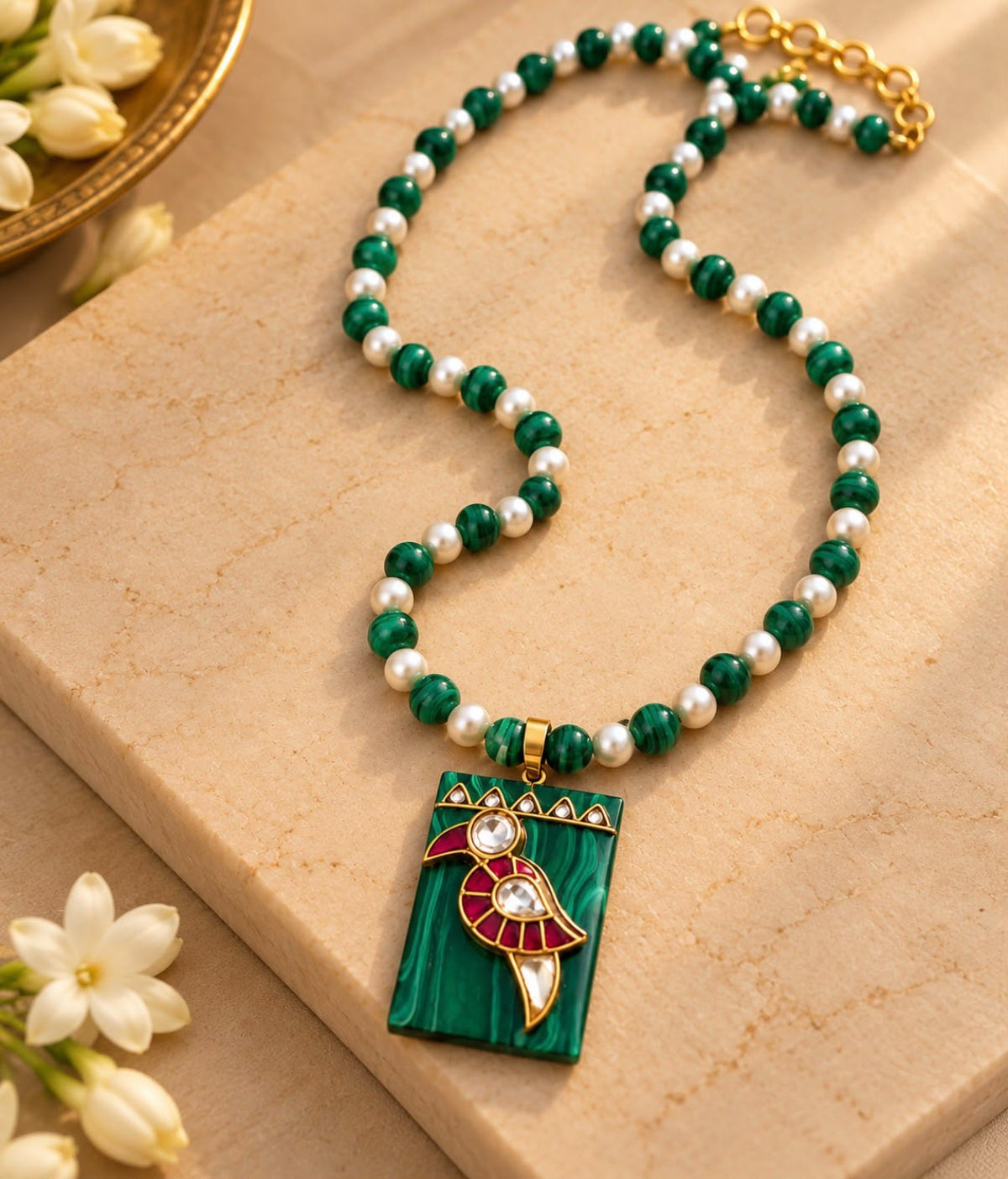 Malachite and Kundan Necklace