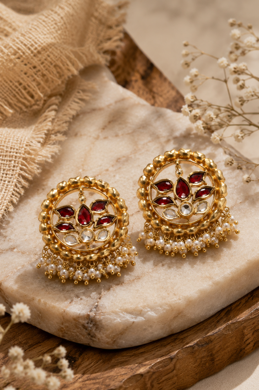Earring Silver Kundan
