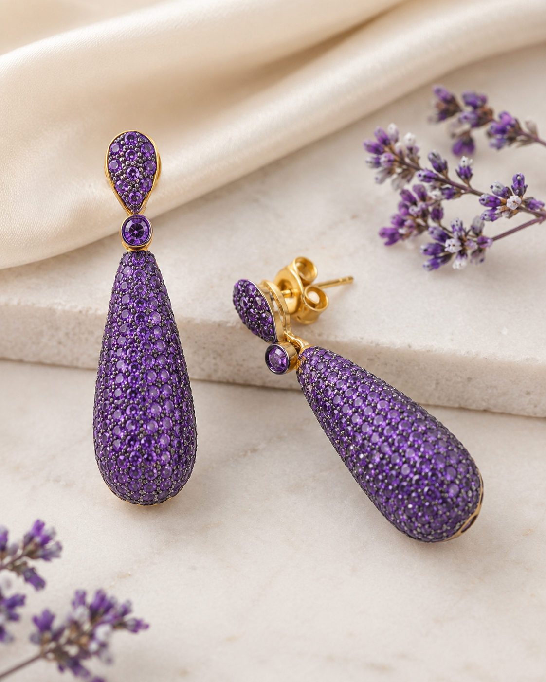 Blue Cubic Zirconia Drop Earrings