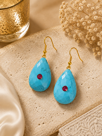 Turquoise Colour Drop Earrings