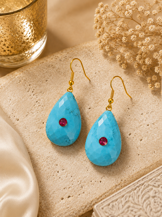Turquoise Colour Drop Earrings