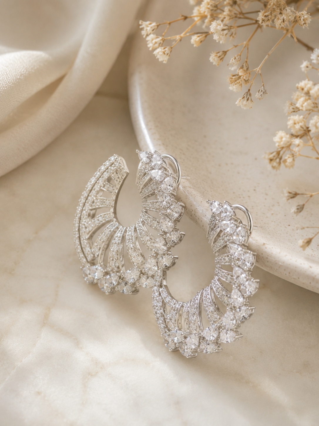 Cubic Zirconia Statement Ear Hoops