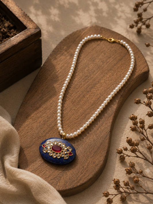 Lapis Lazuli Kundan Pearl Necklace