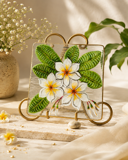 Blooms by Praccessorii - Hand-Painted Floral Glass Décor