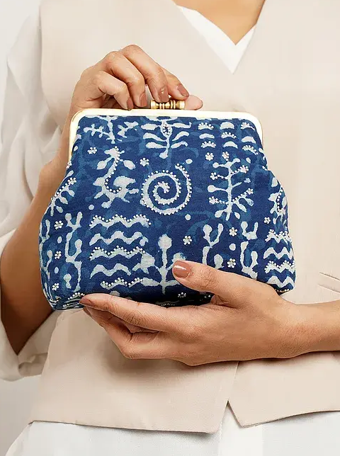 Shop Indigo Cotton Clutch Bags Online for Women Praccessorii