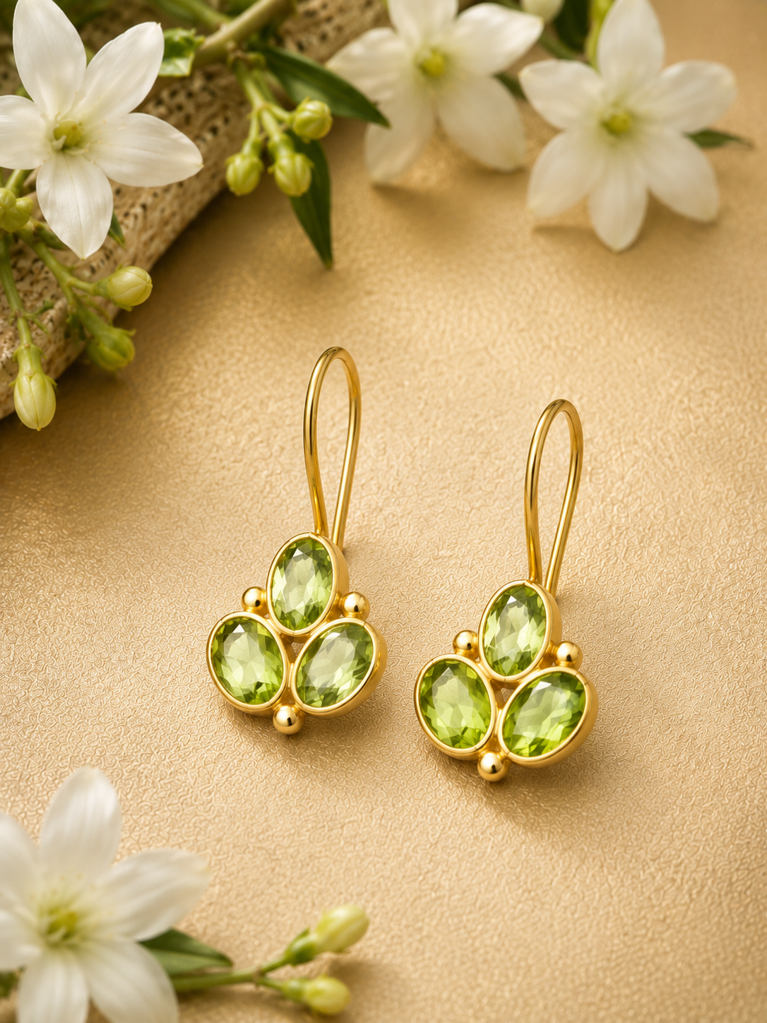 Peridot Leaf Earrings
