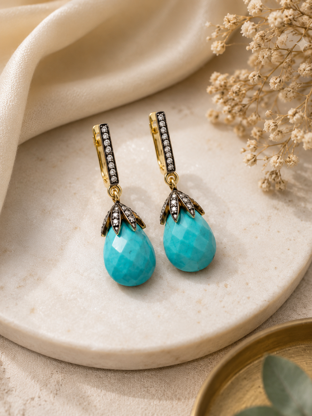 Turquoise Drop Ear Tops