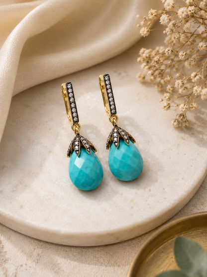 Turquoise Drop Ear Tops