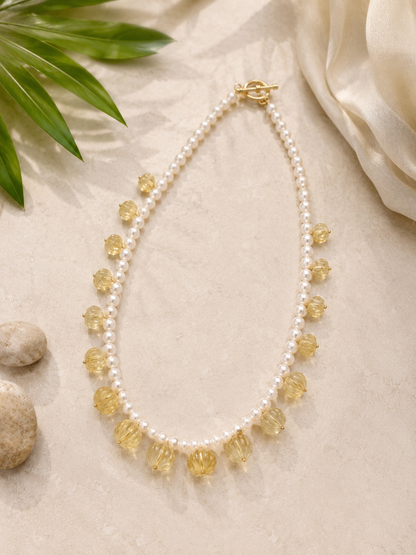 Citrine Pearl Melody Necklace