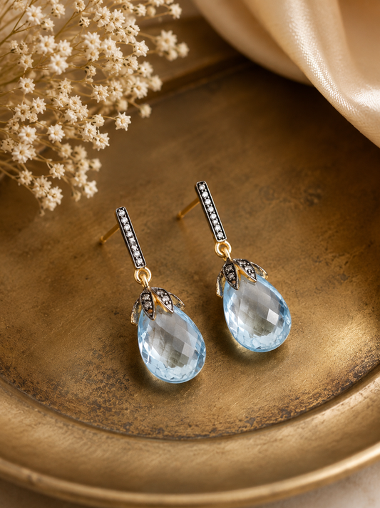 Blue Stone Drop Earrings