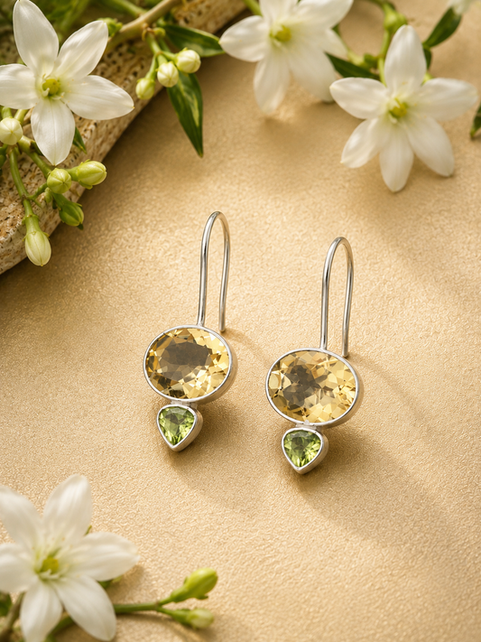 Citrine & Peridot Silver Earrings